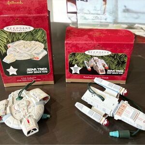 Hallmark Star Trek USS Defiant and Runabout Ornaments